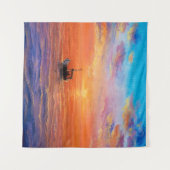 abstrakte Ölmalerei auf Fischerbooten und auf See Wandteppich (Vorderseite (Horizontal))