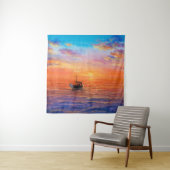 abstrakte Ölmalerei auf Fischerbooten und auf See Wandteppich (Beispiel)