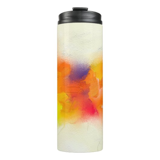Abstrakte Ölmalerei auf Leinwand Textur.  Thermosbecher (Vorderseite)