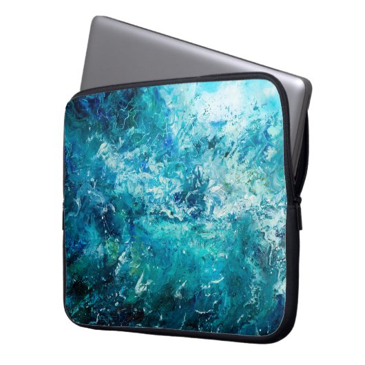 abstrakte Ölmalerei mit Wellen in Ozeanen oder Oze Laptopschutzhülle (Vorderseite Links)