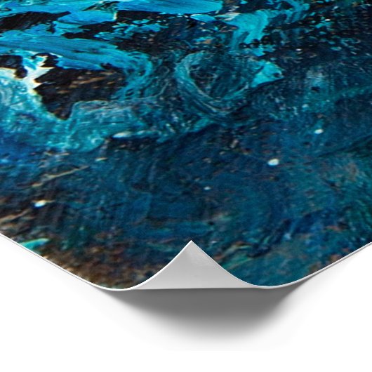 abstrakte Ölmalerei mit Wellen in Ozeanen oder Oze Poster (Ecke)