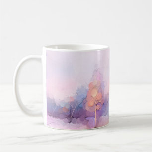 Abstrakte Ölmalerei Winterwaldlandschaft. Sem Kaffeetasse