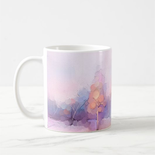 Abstrakte Ölmalerei Winterwaldlandschaft. Sem Kaffeetasse (Links)