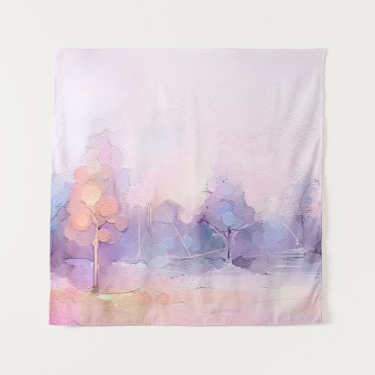 Abstrakte Ölmalerei Winterwaldlandschaft. Sem Wandteppich (Vorderseite)