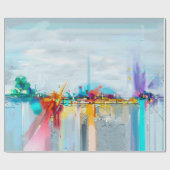 Abstrakte Ölmalerlandschaft. Blauer Pur Geschenkpapier (Flach)