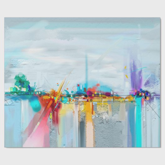 Abstrakte Ölmalerlandschaft. Blauer Pur Geschenkpapier (Flach)