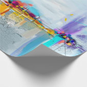 Abstrakte Ölmalerlandschaft. Blauer Pur Geschenkpapier (Ecke)