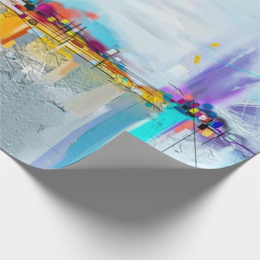 Abstrakte Ölmalerlandschaft. Blauer Pur Geschenkpapier (Ecke)