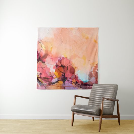 Abstrakte Ölmalerlandschaft. Blauer Pur Wandteppich (Beispiel)