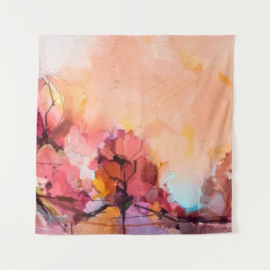 Abstrakte Ölmalerlandschaft. Blauer Pur Wandteppich (Vorderseite)