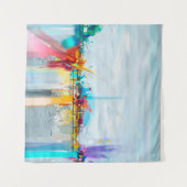 Abstrakte Ölmalerlandschaft. Blauer Pur Wandteppich (Vorderseite (Horizontal))