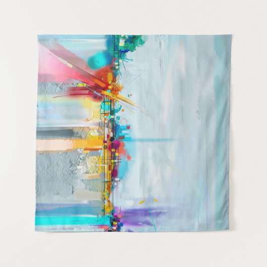 Abstrakte Ölmalerlandschaft. Blauer Pur Wandteppich (Vorderseite (Horizontal))