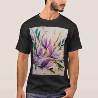 Abstrakte Ölmaltechnik Blume Blätter T-Shirt