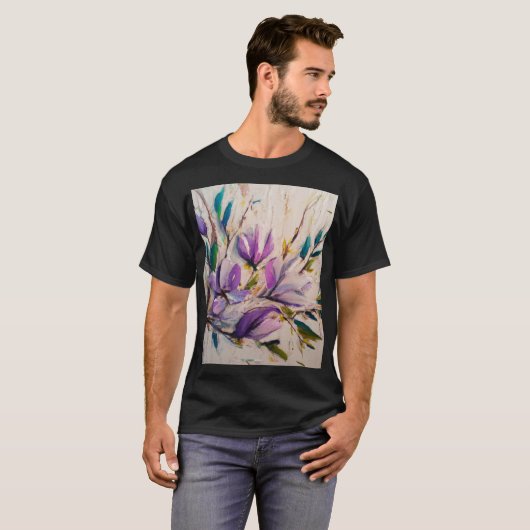 Abstrakte Ölmaltechnik Blume Blätter T-Shirt (Vorne ganz)