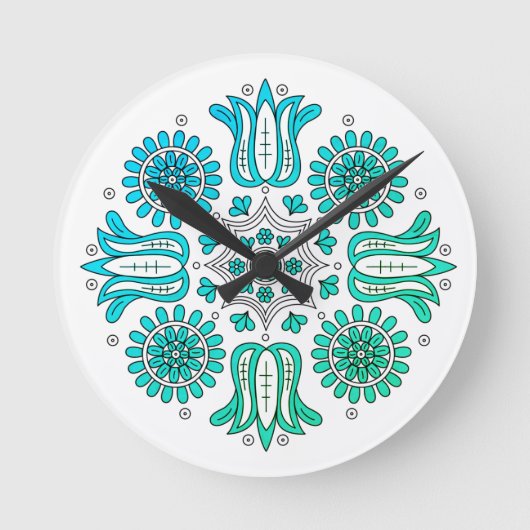 Abstrakte Ombre-Blume Runde Wanduhr (Vorderseite)