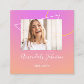 Abstrakte OMBRÉ Geometrie benutzerdefiniertes Foto Quadratische Visitenkarte (Vorderseite)