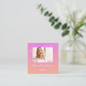 Abstrakte OMBRÉ Geometrie benutzerdefiniertes Foto Quadratische Visitenkarte (Stehend Vorderseite)