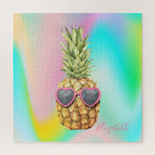 Abstrakte Ombre-Holografie-Kühle Ananas Puzzle