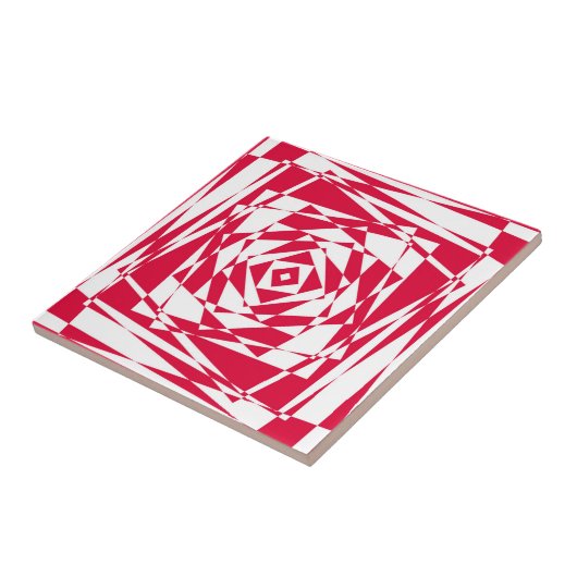 Abstrakte optische Illusion Keramik Tile Red White Fliese (Seite)