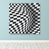 abstrakte optische Täuschung Schwarz-weißer Op-Art Leinwanddruck (Insitu (Holzboden))