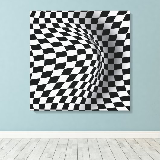 abstrakte optische Täuschung Schwarz-weißer Op-Art Leinwanddruck (Insitu (Holzboden))