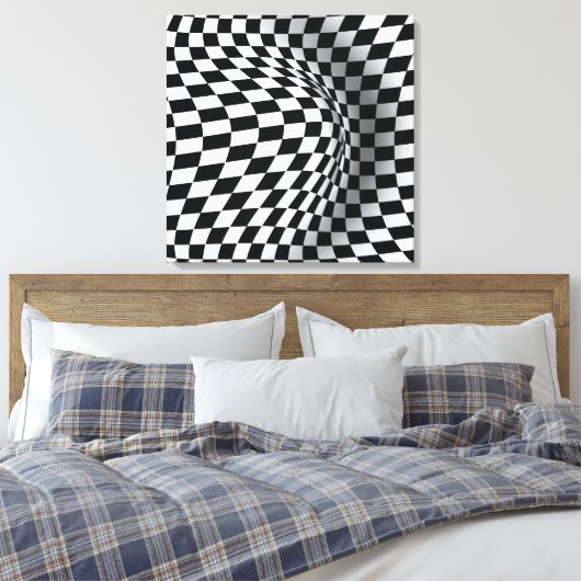 abstrakte optische Täuschung Schwarz-weißer Op-Art Leinwanddruck (Insitu (Schlafzimmer))