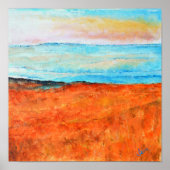 Abstrakte Orange Blue Beach Malerei Poster (Vorne)