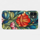 Abstrakte Orange-Blume auf Grün Case-Mate iPhone Hülle (Rückseite (Horizontal))