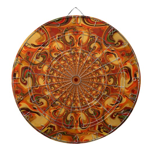 Abstrakte Orange-, Braun- und Grüntöne Dartscheibe (vorne)