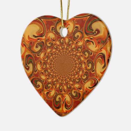 Abstrakte Orange-, Braun- und Grüntöne Keramik Ornament (Links)