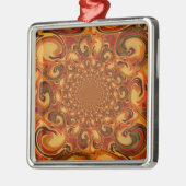 Abstrakte Orange-, Braun- und Grüntöne Ornament Aus Metall (Links)