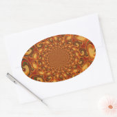 Abstrakte Orange-, Braun- und Grüntöne Ovaler Aufkleber (Umschlag)