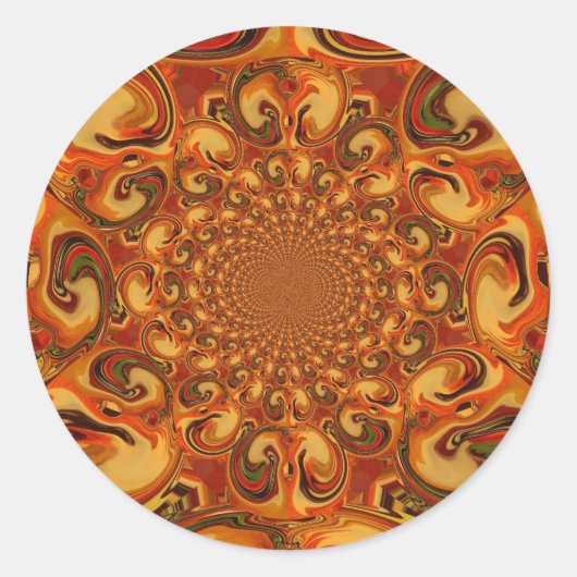 Abstrakte Orange-, Braun- und Grüntöne Runder Aufkleber (Vorderseite)