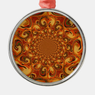 Abstrakte Orange-, Braun- und Grüntöne Silbernes Ornament