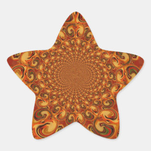 Abstrakte Orange-, Braun- und Grüntöne Stern-Aufkleber