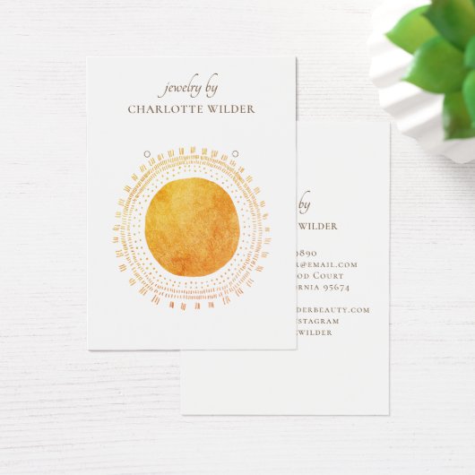 Abstrakte Orange Gold Circle Earring Display Card (Schreibtisch)