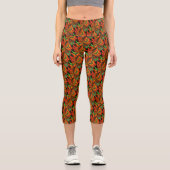 Abstrakte Orange Green Shapes Capri Leggings (Vorderseite)