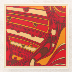 Abstrakte orange Platten Glasuntersetzer
