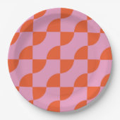 Abstrakte Orange Semi Circles Mitte des Jahrhunder Pappteller (Vorderseite)