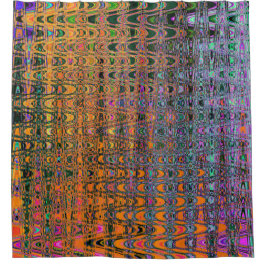 Abstrakte Orange- und Aqua Retro Boomerang Waves Duschvorhang