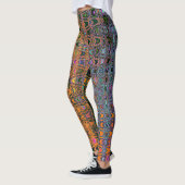 Abstrakte Orange- und Aqua Retro Boomerang Waves Leggings (Links)