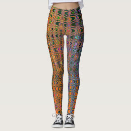 Abstrakte Orange- und Aqua Retro Boomerang Waves Leggings