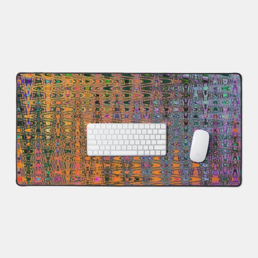 Abstrakte Orange- und Aqua Retro Boomerang Waves Schreibtischunterlage (Tastatur & Maus)