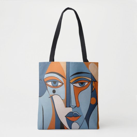 Abstrakte Orange- und Blautafel Tasche (Vorderseite)