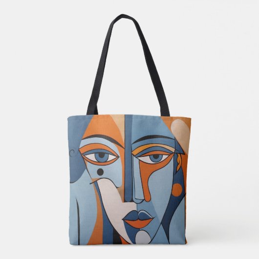 Abstrakte Orange- und Blautafel Tasche (Rückseite)