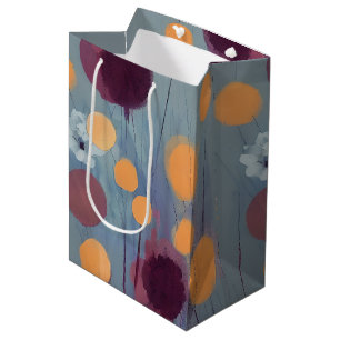 Abstrakte orange und rosa Blumen Mittlere Geschenktüte