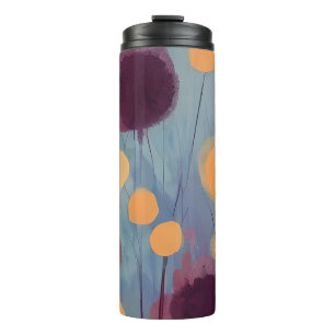 Abstrakte orange und rosa Blumen Thermosbecher