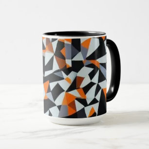 Abstrakte Orange- und Schwarz-Geometrie-Kunst Tasse