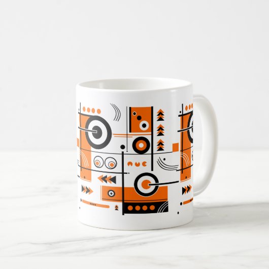 Abstrakte Orange- und Schwarz-Tech-Inspiriert Tass Kaffeetasse (VorderseiteRechts)