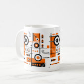 Abstrakte Orange- und Schwarz-Tech-Inspiriert Tass Kaffeetasse (Vorderseite Links)